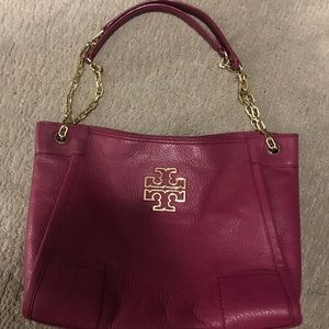Tory Burch hot pink/berry leather shoulder purse